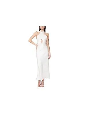 BARDOT Женское белое вечернее платье макси без рукавов на молнии с подкладкой и лямкой на шее 12