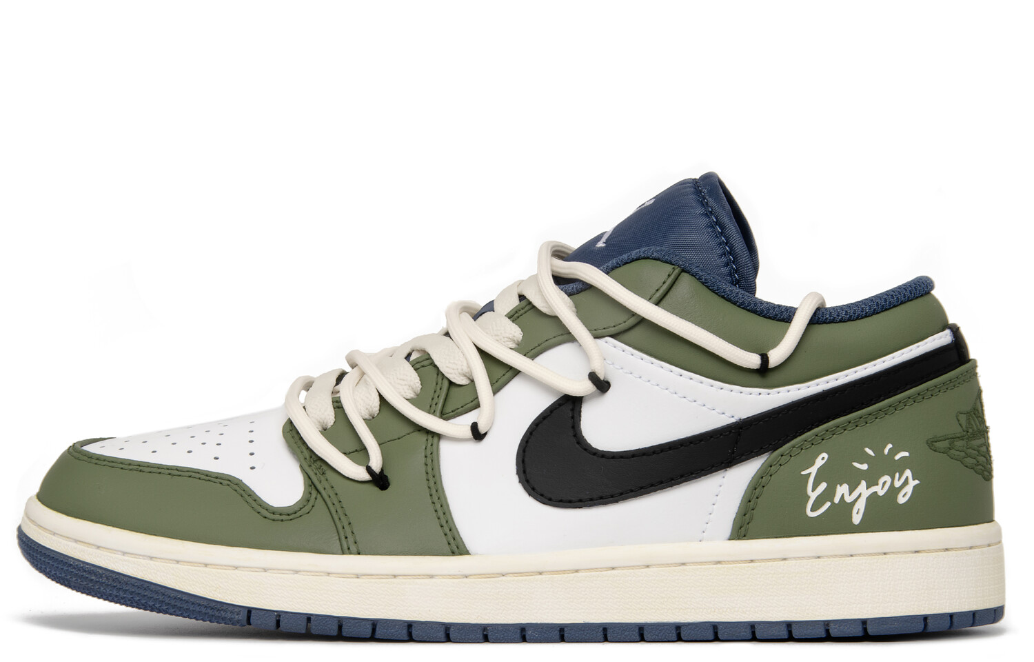 Кроссовки Air Jordan 1 Vintage Basketball Shoes Men Low-top White/green, зеленый