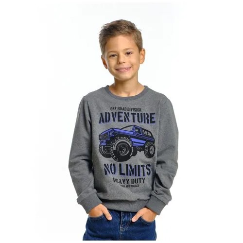 Свитшот для мальчиков Mini Maxi, модель 7242, цвет черно-серый/серый/меланж, размер 134