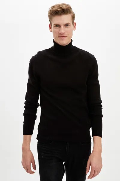 Пуловер DeFacto Rollkragen, черный