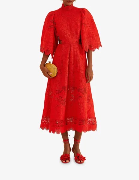 Платье миди с вырезами Farm Rio, красный