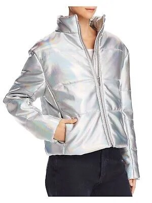 VEDA Женская серебристая куртка-пуховик с высоким воротником Размер: M