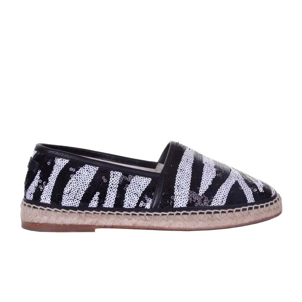 DOLCE - GABBANA Холщовые эспадрильи с пайетками TREMITI Zebra Black White 06223