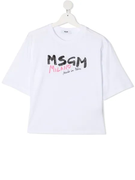 MSGM Kids укороченная футболка с логотипом