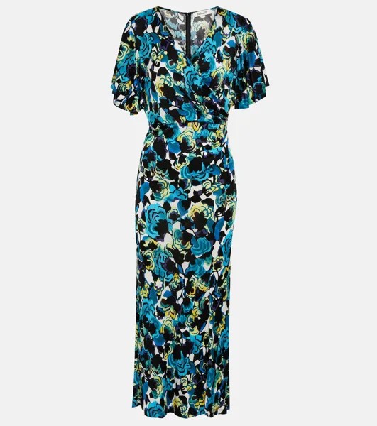 Платье миди Zetna из джерси с цветочным принтом DIANE VON FURSTENBERG, разноцветный