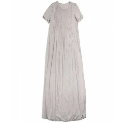 Платье макси женское в стиле бохо, 100% хлопок, сделано в Италии, ID: 15OU 7504 (L, Бежевый)