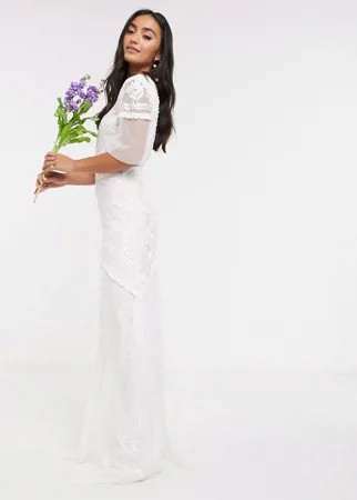 Свадебное платье макси с отделкой Frock and Frill-Белый