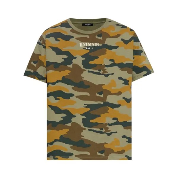 Футболка Balmain Camouflage Print T-Shirt, зеленый