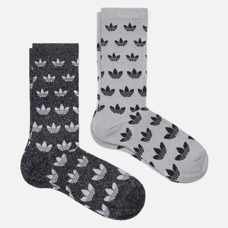 Комплект носков adidas Originals 2-Pack Monogram Full Glitter, цвет комбинированный, размер 40-42 EU