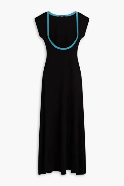 Двухцветное платье миди из джерси Bassike, черный