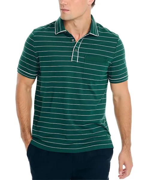 Мужская рубашка-поло в полоску с короткими рукавами классического кроя Nautica, зеленый