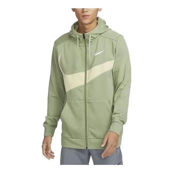 Толстовка с капюшоном Dri Fit Fleece Full Zip Fitness Hoodie Nike, зеленый