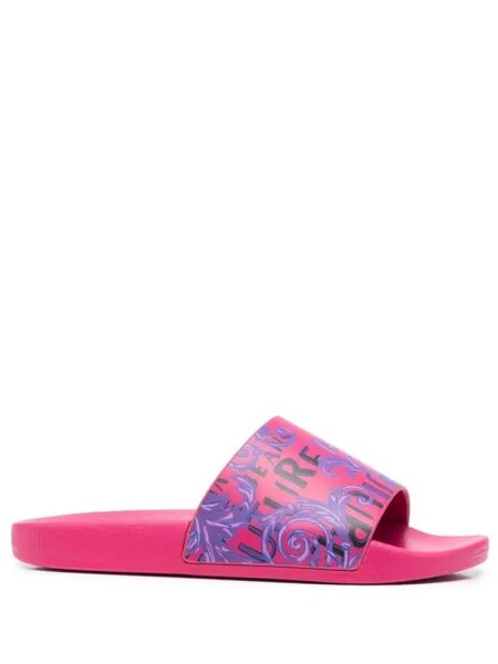 Versace Jeans Couture шлепанцы с принтом Barocco, розовый