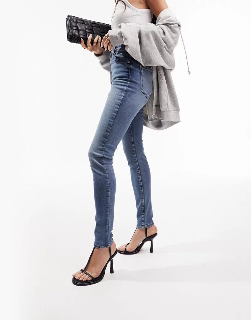 Потертые синие джинсы скинни ASOS
