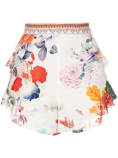 Camilla шорты с оборками и цветочным принтом