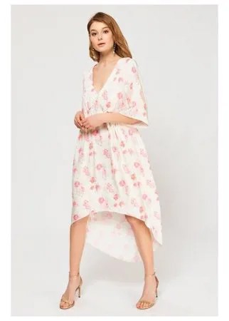 Laete Женственная туника с цветочным принтом, кремовый, XL