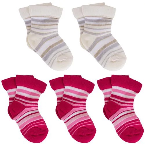 Носки LorenzLine 5 пар, размер 6-8, розовый, экрю