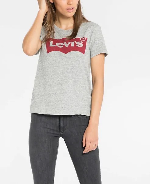 Женская футболка Levis The Perfect, серая, красная, спортивная одежда, повседневная футболка, спортивная одежда, топ