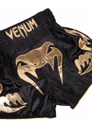 Шорты мужские для тайского бокса Venum Bangkok Inferno Muay Thai Shorts - Black/Gold золотой полиэстер EU-VENUM-2040-BC-GD размер M