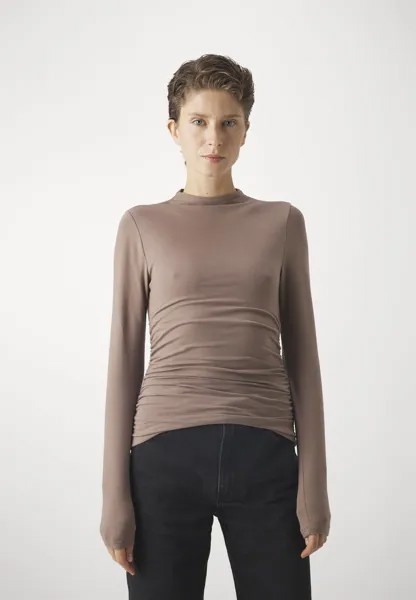 Рубашка с длинными рукавами LONG-SLEEVE COTTON SEAMLESS FABRIC MOCKNECK TOP Abercrombie & Fitch, цвет DEEP TAUPE