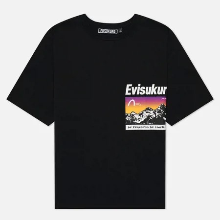 Мужская футболка Evisu Evisukuro Printed Multi Badges Oversized, цвет чёрный, размер XXL