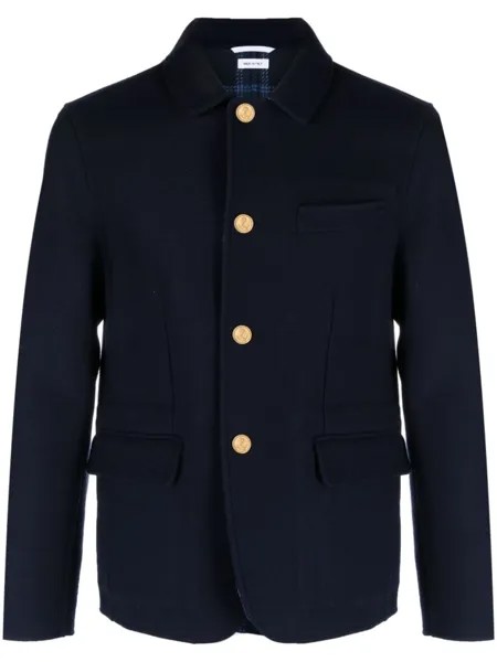 Thom Browne однобортное пальто из вирджинской шерсти, синий