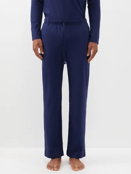 Пижамные брюки из хлопкового джерси с вышитым логотипом Polo Ralph Lauren, синий