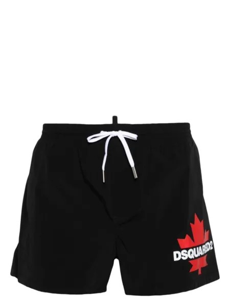 Dsquared2 плавки-шорты с кулиской и логотипом, черный