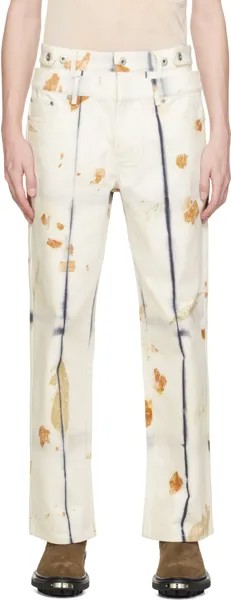 Белые джинсы растительного цвета Feng Chen Wang