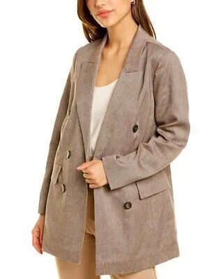 Peserico Двубортный шерстяно-льняной пиджак женский коричневый 38