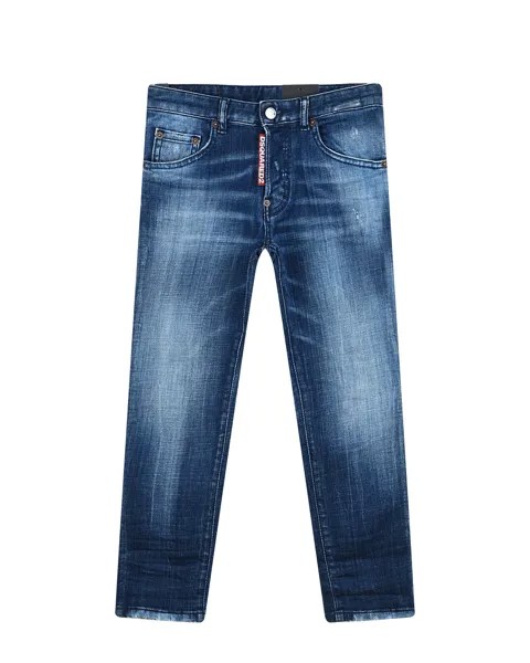 Синие джинсы из потертого денима Dsquared2 детские