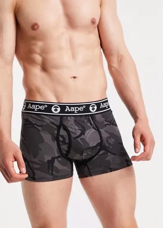 Черные трикотажные шорты-боксеры с камуфляжным принтом AAPE By A Bathing Ape-Черный цвет