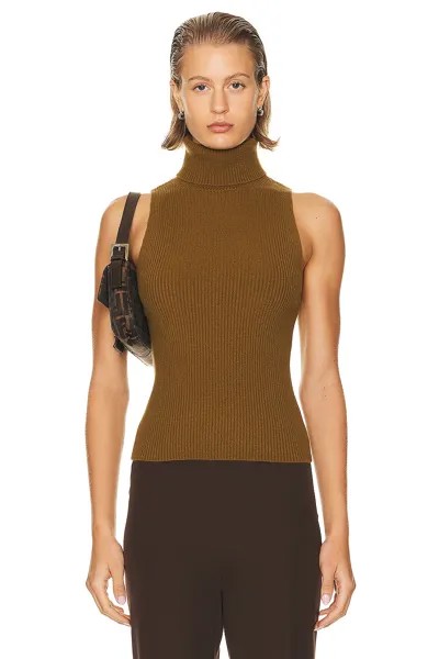 Свитер Enza Costa Rib Sleeveless Turtleneck, оливковый