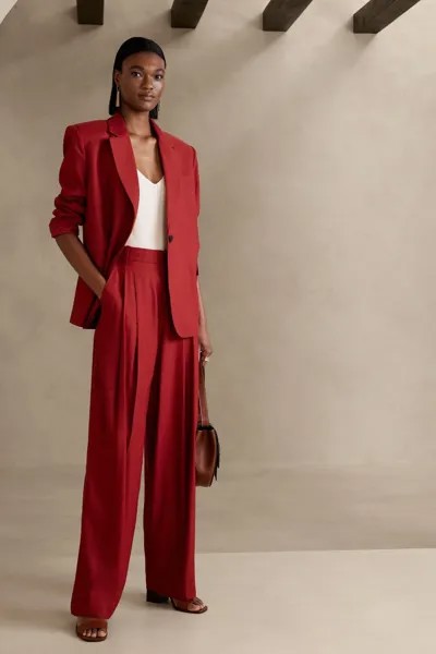 Лена широкие брюки из смесового льна Banana Republic, красный