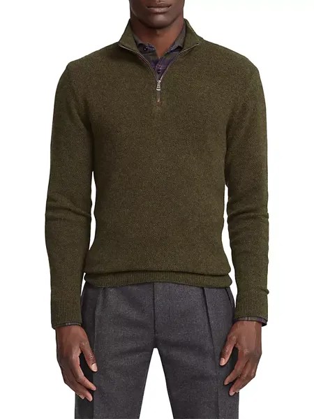 Кашемировый свитер с молнией до половины длины Birdseye Ralph Lauren Purple Label, мультиколор