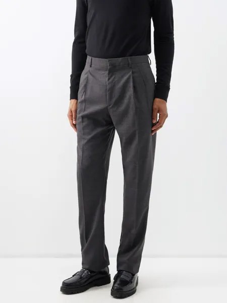 Костюмные брюки из натуральной шерсти с застежкой спереди Lanvin, серый