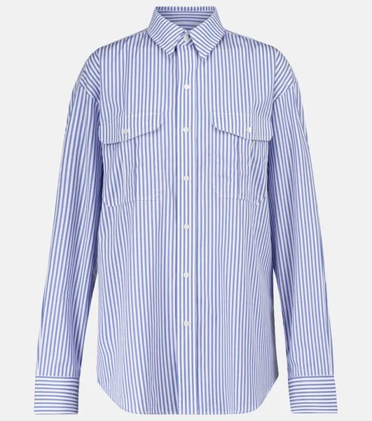 Хлопковая рубашка в тонкую полоску WARDROBE.NYC, синий