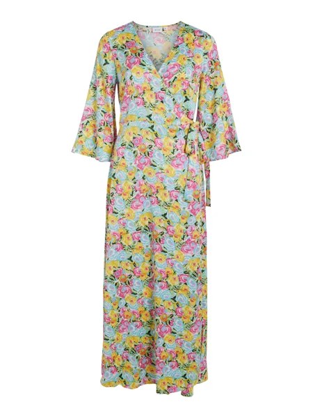 Платье Vila Legeres Blusen mit Kimono Ärmel Midi Dress VISUNA, желтый