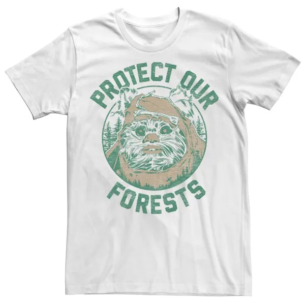 Мужская прозрачная футболка «Звездные войны эвок защити наши леса» ко Дню Земли Licensed Character