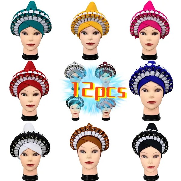 Тюрбан женский с бусинами, элегантная шапка-шарф из Индии, аксессуар для волос, 1 дюжина