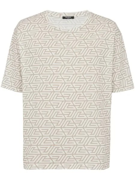 Balmain all-over graphic-print T-shirt, нейтральный цвет