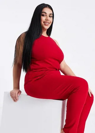Красная комбинируемая трикотажная майка от пижамы с вырезом в стиле майки-борцовки ASOS DESIGN Curve-Красный