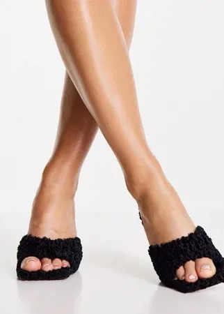 Черные мюли из искусственной овчины Topshop Romance-Черный цвет