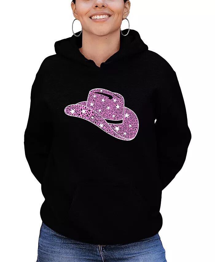 Женская толстовка с капюшоном в стиле коровьей шляпы Word Art La Pop Art, фиолетовый