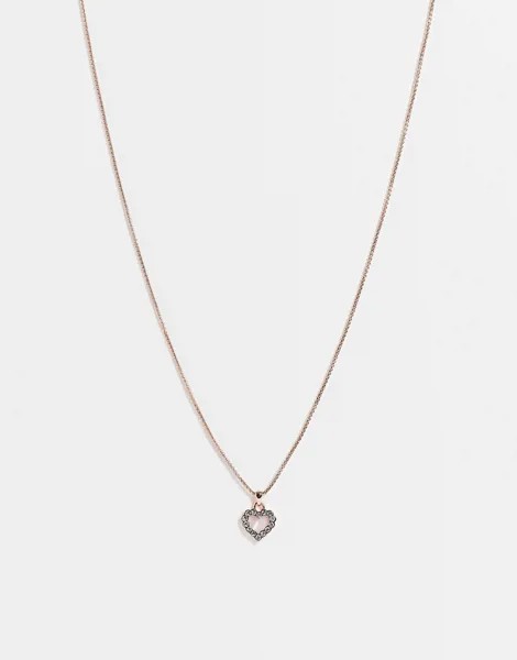 Ожерелье с подвеской-сердечком из искусственного жемчуга с кристаллами и покрытием из розового золота Ted Baker Perilux-Золотистый