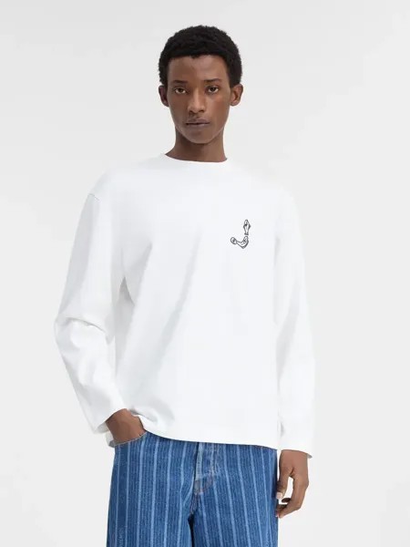 Футболка с длинными рукавами и вышитым логотипом Fisherman Merù manches longues Jacquemus, белый