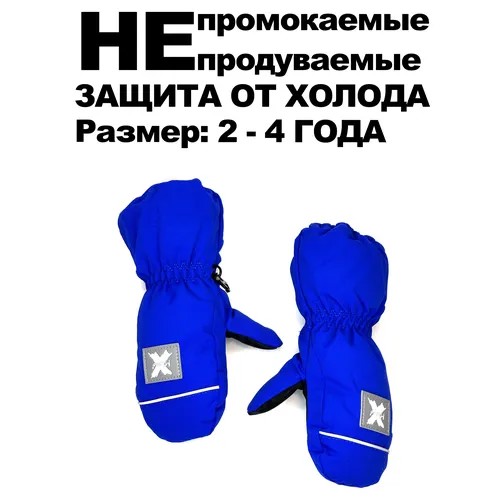 Варежки  для детей, размер 2-4 года, синий
