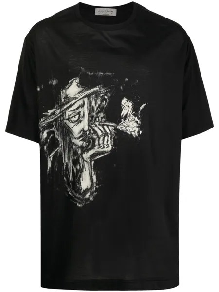 Yohji Yamamoto футболка с графичным принтом, черный