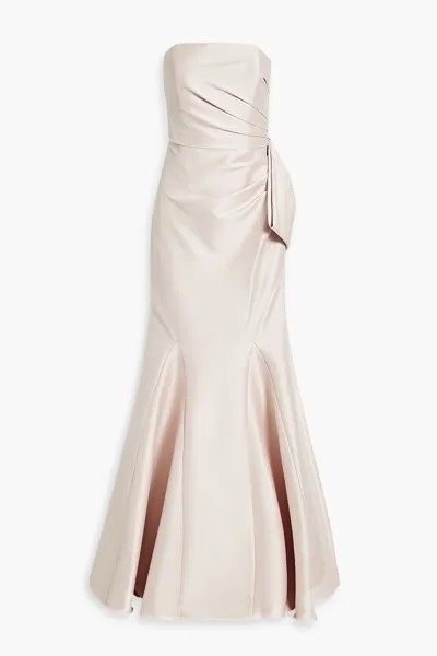 Платье из фай без бретелек с бантом Badgley Mischka, цвет Blush