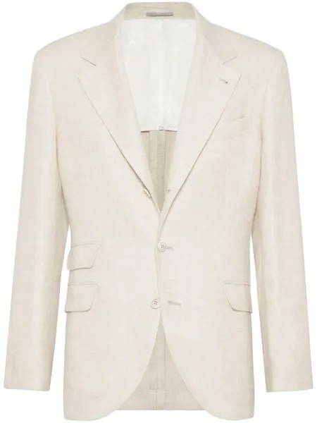 Brunello Cucinelli твиловый однобортный пиджак, нейтральный цвет